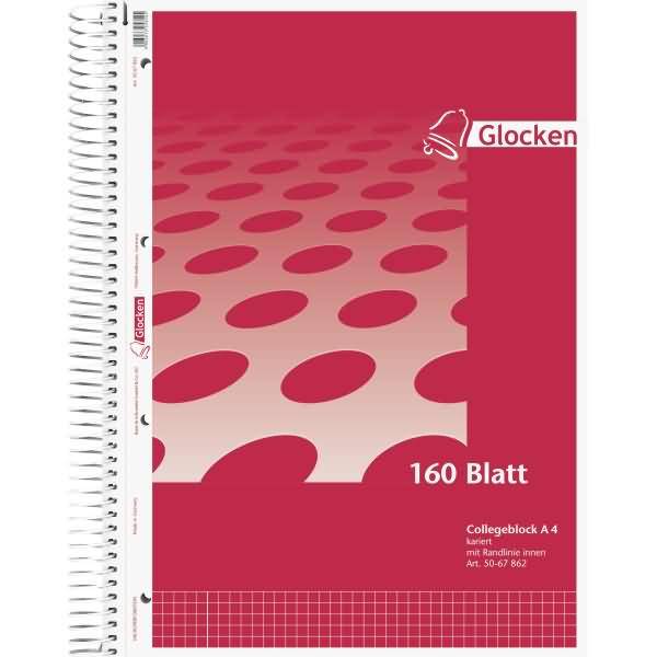 Collegeblock Glocken-Design A4 60g/qm 160 Blatt 4-fach gelocht kariert