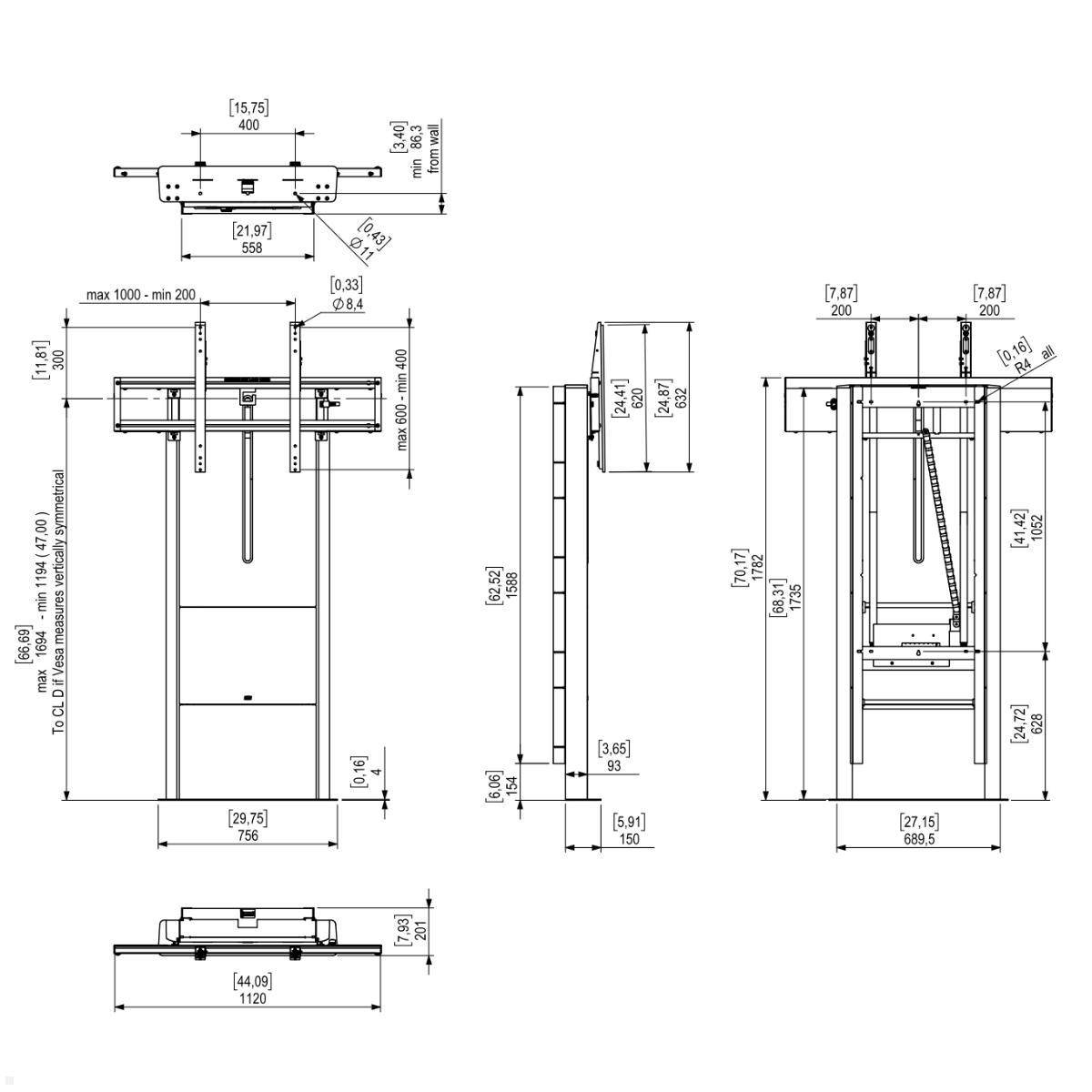 SMS Presence Wall/Floor Motorized - Aufstellung - motorisiert - für Flachbildsch