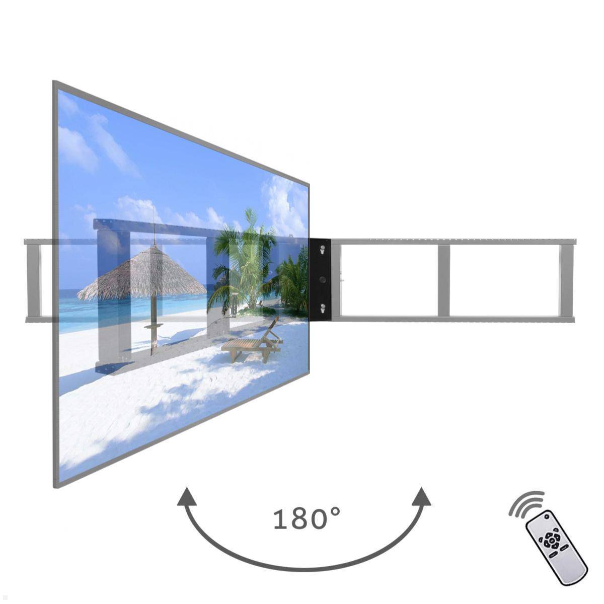 MonLines MSM08 elektrisch schwenkbare TV Wandhalterung bis 75 Zoll, schwarz