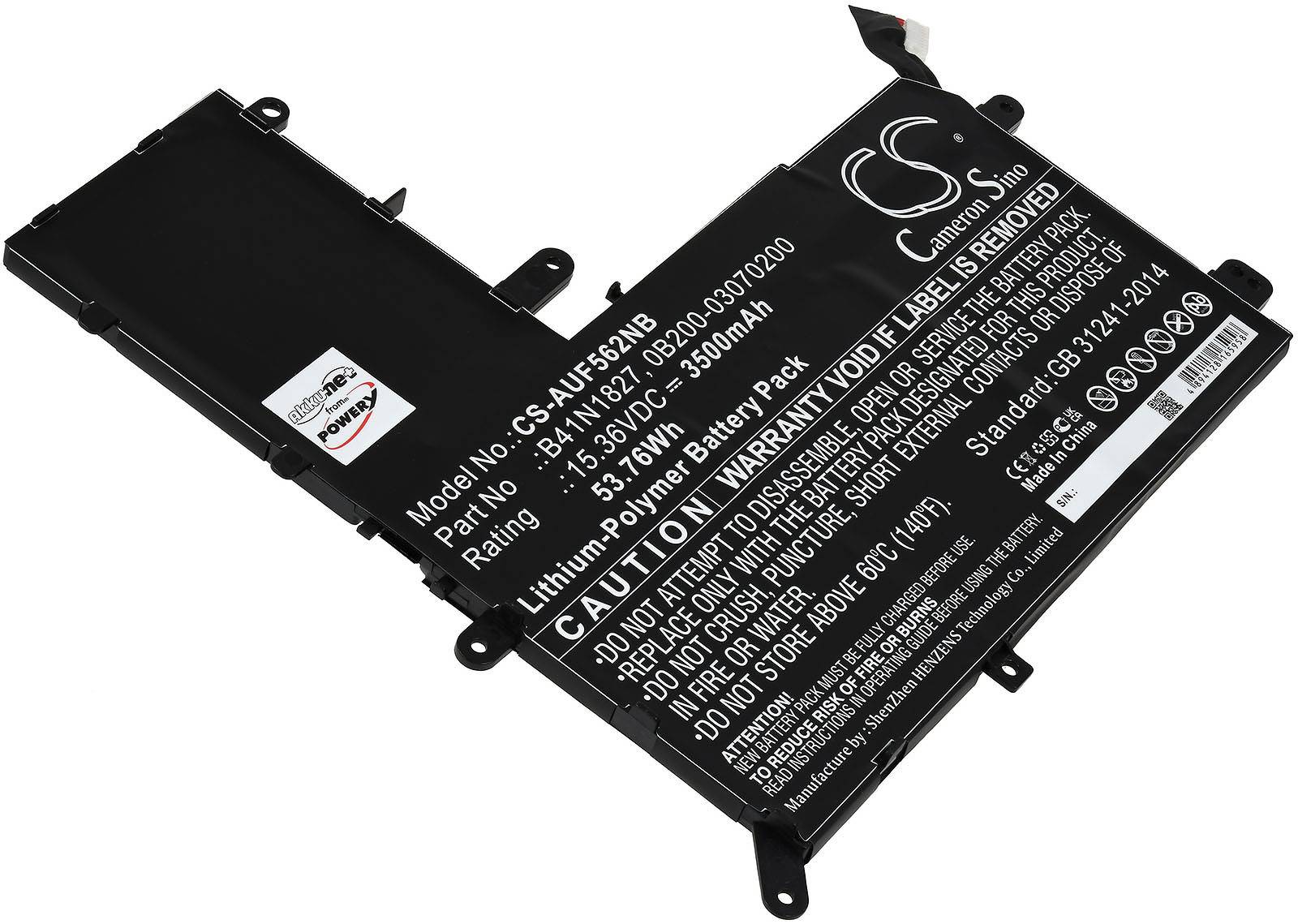 Powery Akku passend für Laptop Asus ZenBook Flip 15 UX562FA-AC033T, UX562FA-AC034T, Typ B41N1827 u.a., 15,36V, Li-Polym