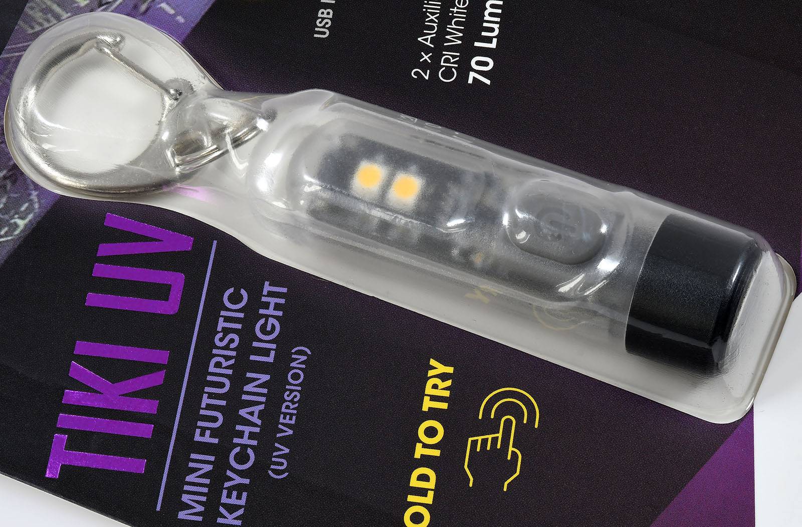 Schlüsselanhänger-Taschenlampe Nitecore TIKI UV - 1000mW mit USB-C Port transparent, Li-Ion