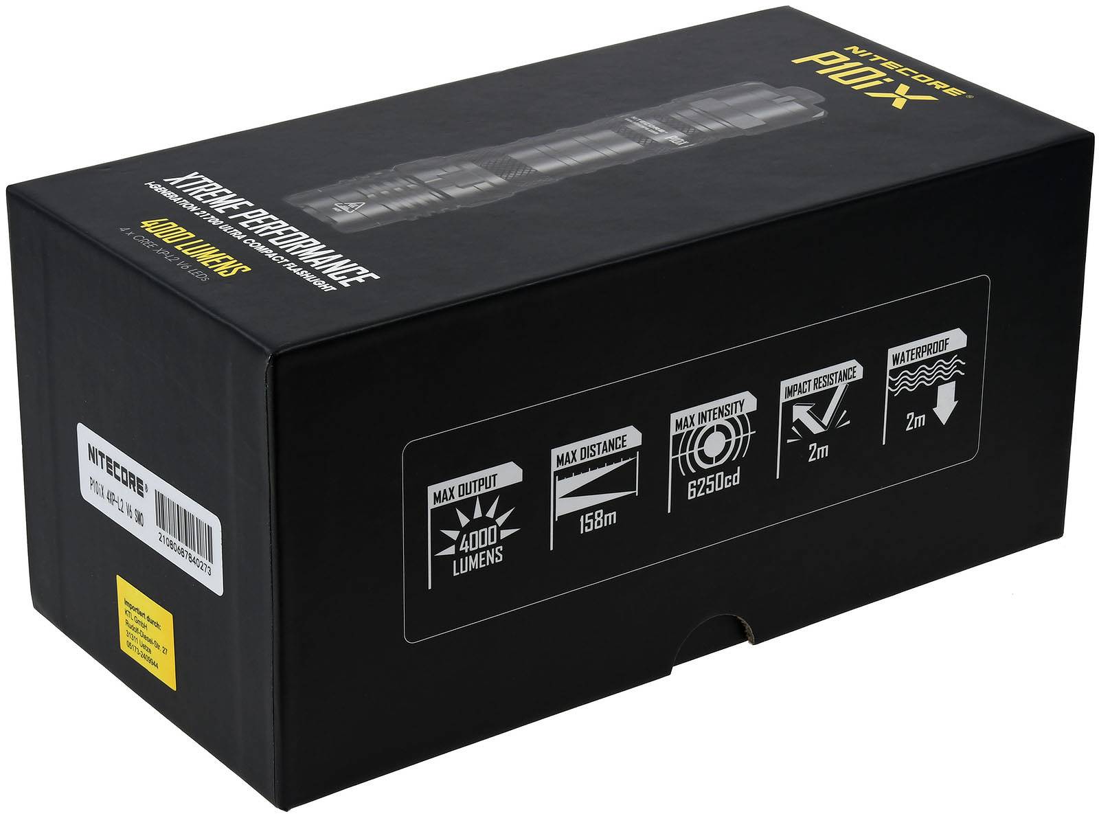 Nitecore P10iX taktische LED-Taschenlampe, bis zu 4000 Lumen, inkl. USB-C Ladekabel, Li-Ion