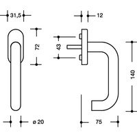 Fenstergriff 111XAFG VA ma geschl.30mm Stand.HEWI Fenstergriff 111XAFG VA ma geschl.30mm Stand.HEWI