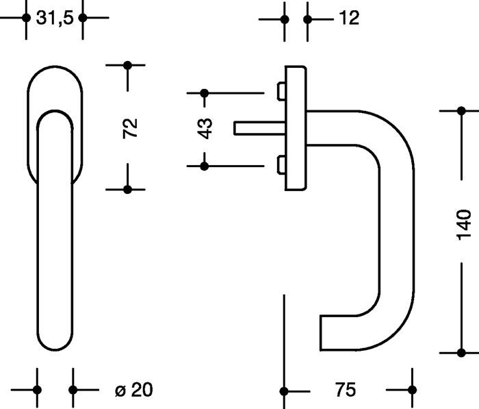 Fenstergriff 111XAFG VA ma geschl.30mm Stand.HEWI