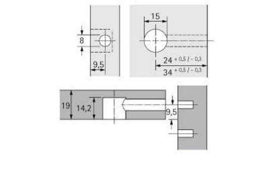 Exzenterverbinder Rastex 15 o.Abdeckrand 19mm HETTICH