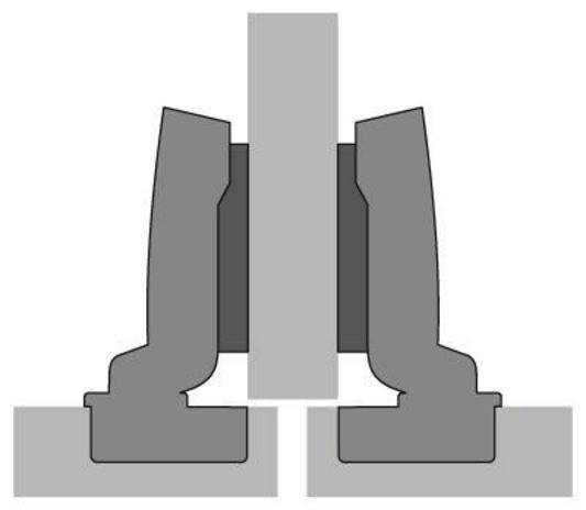 110°-Scharnier mit integrierter Dämpfung, halb vorliegend, Schnellmont. Flash