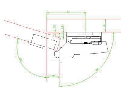 110°-Scharnier mit integrierter Dämpfung, halb vorliegend, Schnellmont. Flash
