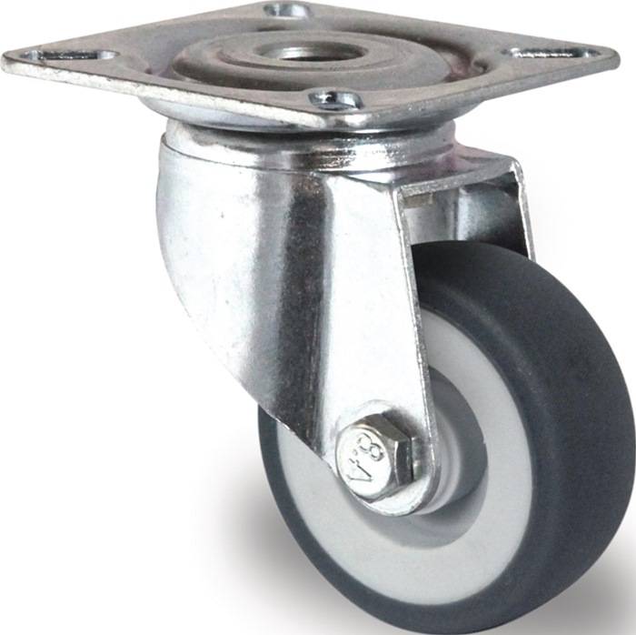 Lenkrolle D.100mm grau Trgf.100kg m.Platte