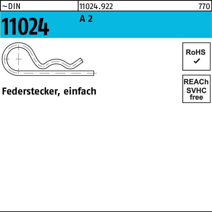 Federstecker DIN 11024 DrahtD. 2 A 2 einfach 25 Stück