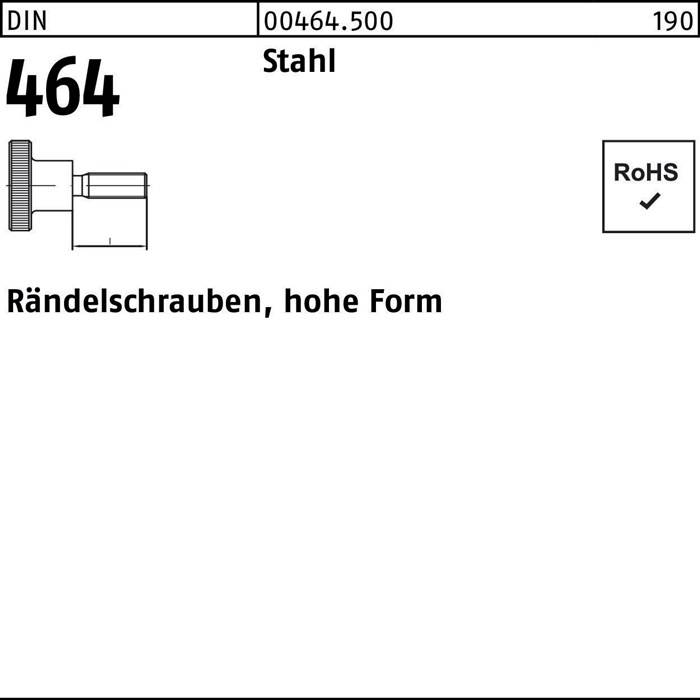 Rändelschraube DIN 464 hohe FormM6x 20 Stahl 25 Stück