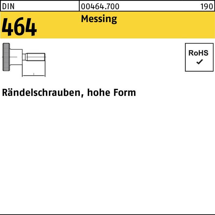 Rändelschraube DIN 464 hohe FormM4x 25 Messing 25 Stück