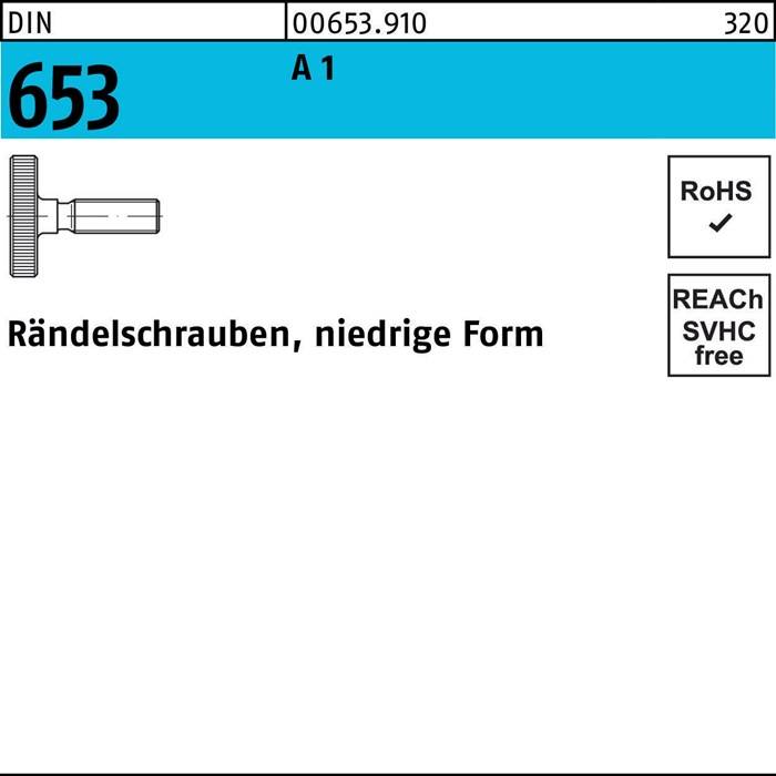 Rändelschraube DIN 653 niedrige FormM8x 25 A 1 10 Stück