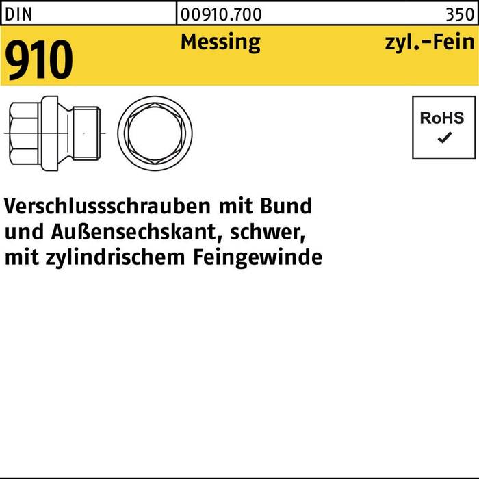 Verschlußschraube DIN 910 Bund/Außen-6-kt M16x 1,5 Messing 25 Stück