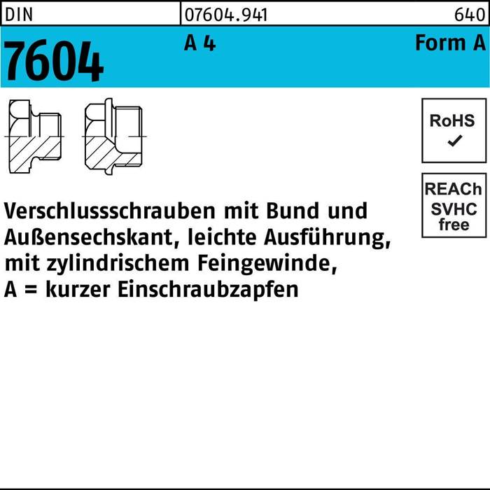 Verschlußschraube DIN 7604 Bund AM 12x 1,5 A 4 10 Stück