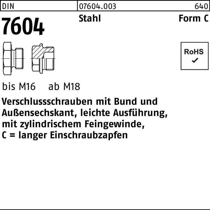 Verschlußschraube DIN 7604 Bund CM 8x 1 Stahl 100 Stück