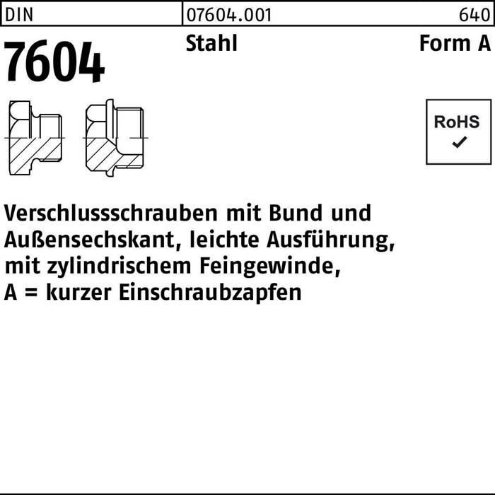 Verschlußschraube DIN 7604 Bund AM 30x 1,5 Stahl 25 Stück
