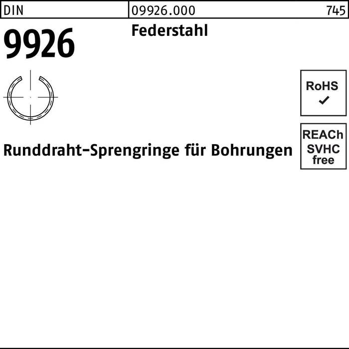 Sprengring DIN 9926 8 Federstahl Runddraht 5000 Stück