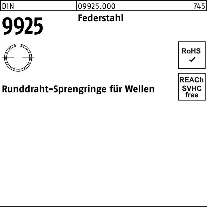 Sprengring DIN 9925 26 Federstahl Runddraht 500 Stück