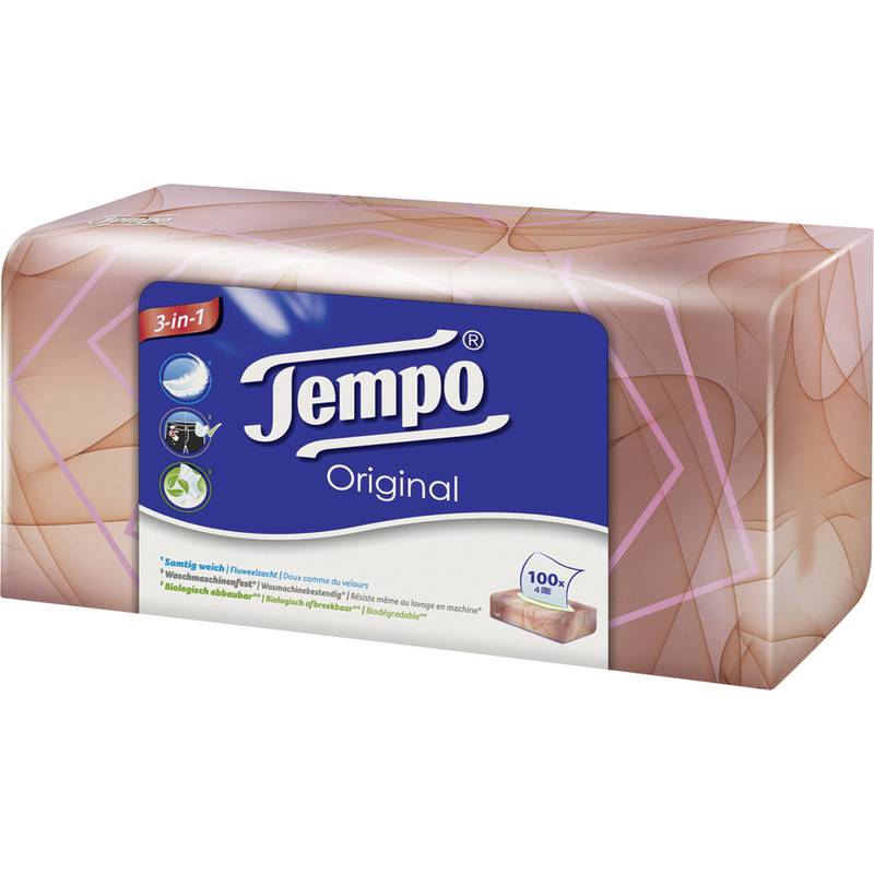 Tempo Taschentücher Original, 4-lagig, weiß, 100er Box