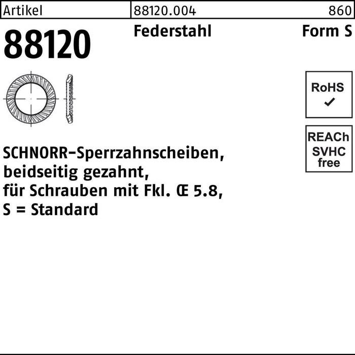 Sperrzahnscheibe R 88120 beids.gez. S 2,5x4,8x0,45 Federstahl 2000St. SCHNORR