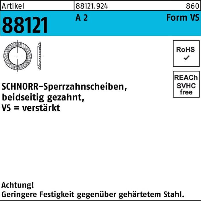 Sperrzahnscheibe R 88121 beids.gez. VS 6x10x1 A 2 1000 Stück SCHNORR