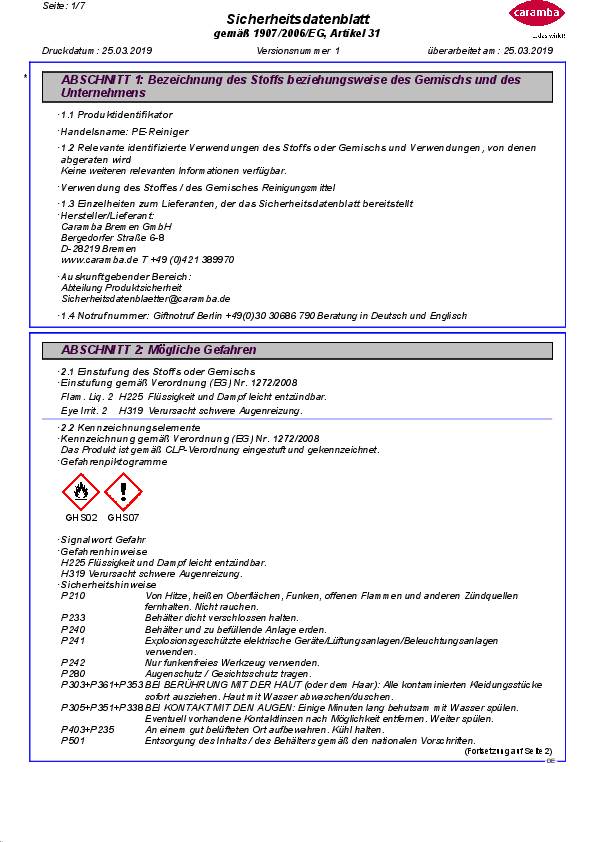 PE-Reiniger PE/PP/PB/PVDF 1l Flasche CARAMBA