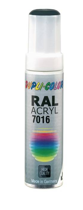 Sprühlack-Dose mit der Beschriftung ‚Dupli-Color RAL Acryl 7016', die einen metallischen Farbton aufweist.