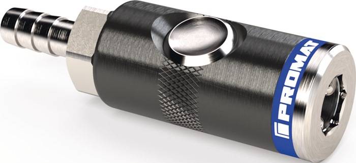 Druckknopf-Sicherheitskupplung DN 7,4,drehb.Alu.Schlauchweite LW 9 PROMAT