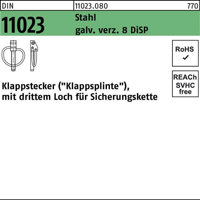 Klappstecker DIN 11023 5x 32 Stahl gal Zn 8 DiSP 50 Stück