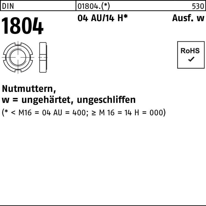 Nutmutter DIN 1804 M120x 2 Automatenstahl/14 H 1 Stück