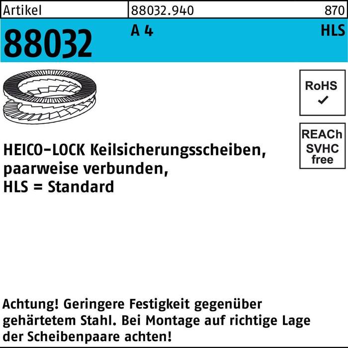HEICO-Lock Scheibenpaar, Stahl. Installation in korrekter Position erforderlich für optimale Festigkeit. Teilenummer: 88432.940.