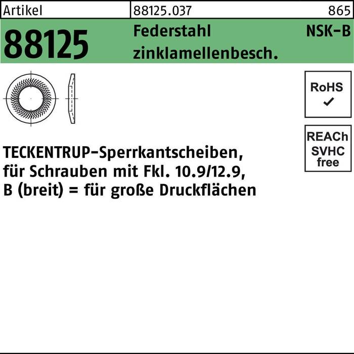 Sperrkantscheibe R 88125 NSK-B 6 Federstahl zinklamellenb. 1000St. TECKENTRUP