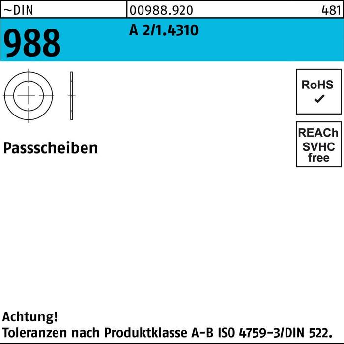 Paßscheibe DIN 988 8x 14x 1 A 2/1.4310 1000 Stück