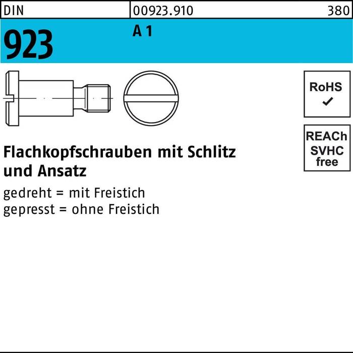 Flachkopfschraube DIN 923 Schlitz/Ansatz M4x 2x 6,0 A 1 100 Stück