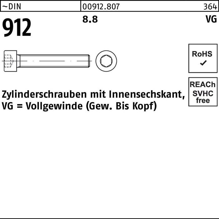 Zylinderschraube DIN 912 Innen-6kt VG M5x 60 8.8 200 Stück