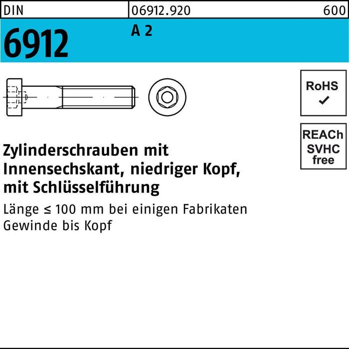 Zylinderschraube DIN 6912 Innen-6kt M12x 35 A 2 50 Stück