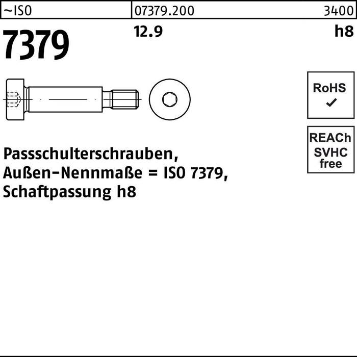 Paßschulterschraube ISO 7379 10 - M8x 60 12.9 Schaftpassung h8 25 Stück