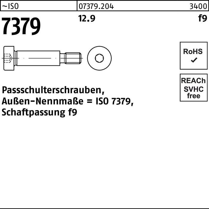 Paßschulterschraube ISO 7379 12 - M10x 30 12.9 Schaftpassung f9 25 Stück