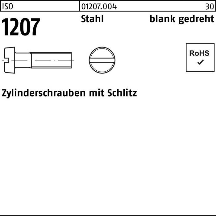 Zylinderschraube ISO 1207 Schlitz M1,4x 10 Stahl blank gedreht 100 Stück
