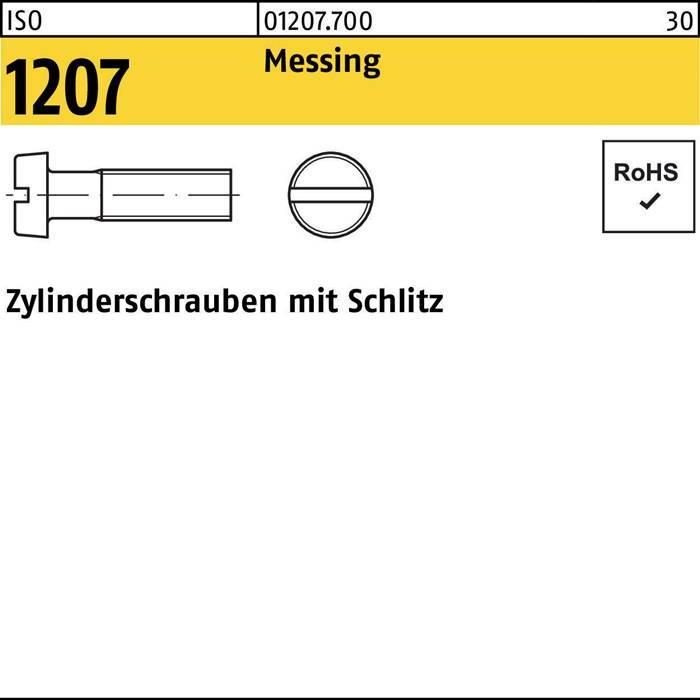 Zylinderschraube ISO 1207 Schlitz M5x 20 Messing 200 Stück