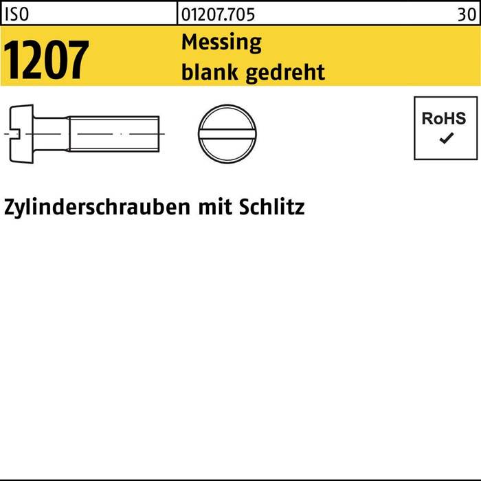 Zylinderschraube ISO 1207 Schlitz M1,4x 16 Messing blank gedreht 100 Stück