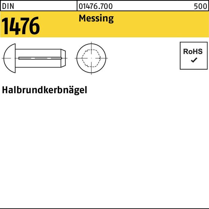 Halbrundkerbnagel DIN 1476 3x 8 Messing 1000 Stück