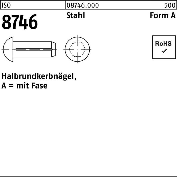 Halbrundkerbnagel ISO 8746 Fase 3x 5 Stahl 5000 Stück