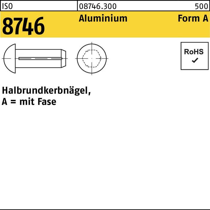 Halbrundkerbnagel ISO 8746 Fase 3x 4 Aluminium 500 Stück