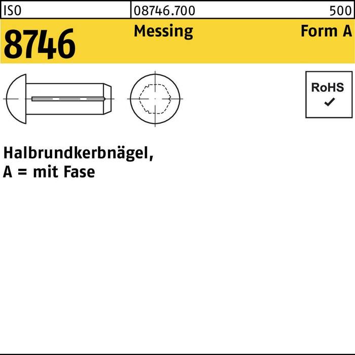 Halbrundkerbnagel ISO 8746 Fase 3x 12 Messing 1000 Stück