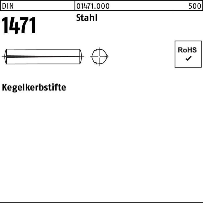Kegelkerbstift DIN 1471 4x 50 Stahl 100 Stück
