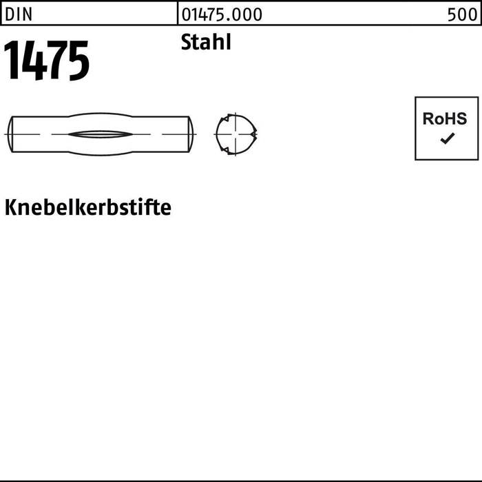 Knebelkerbstift DIN 1475 3x 14 Stahl 250 Stück