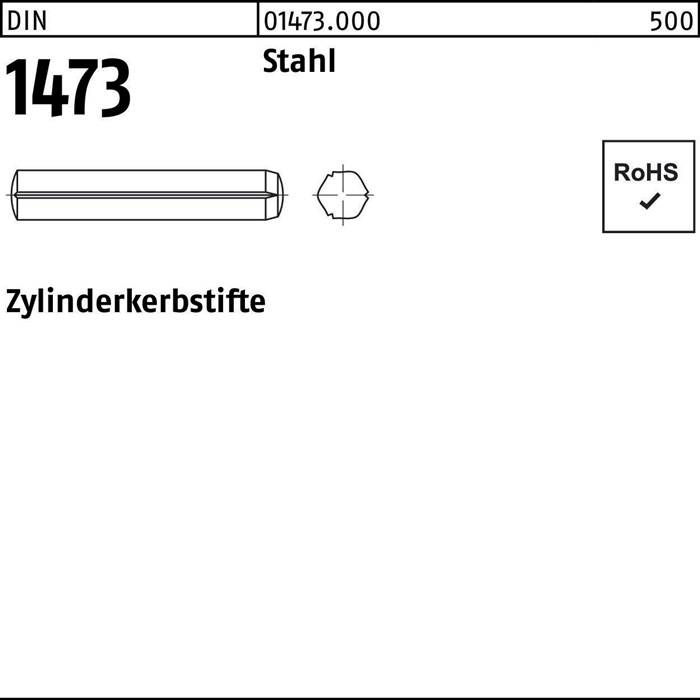 Zylinderkerbstift DIN 1473 8x 70 Stahl 100 Stück