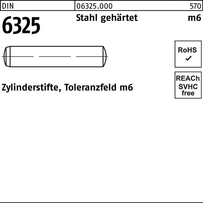 Zylinderstift DIN 6325 10 m6x 40 Stahl gehärtet Toleranz m6 25 Stück