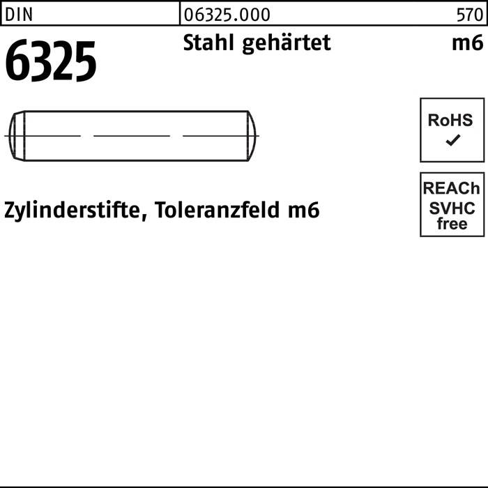 Zylinderstift DIN 6325 4 m6x 20 Stahl gehärtet Toleranz m6 100 Stück